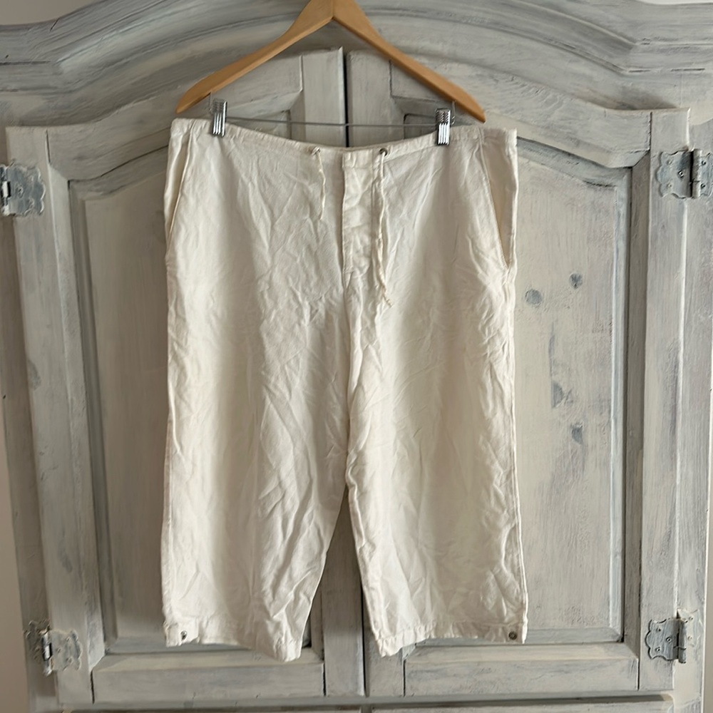 mens Guess Jeans linen mid-calf shorts/pants drawstring waist